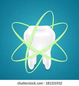 Protected from all sides healthy teeth on blue background