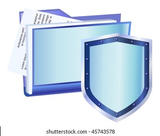 protected blue vector file folder