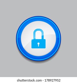 Protected Circular Blue Vector Web Button Icon