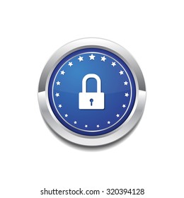 Protected Circular Blue Vector Web Button Icon