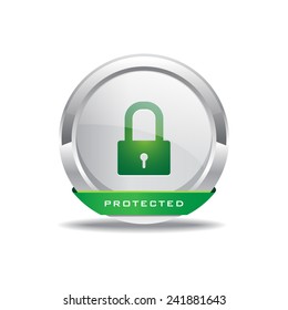 Protected Circular Green Vector Web Button Icon
