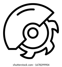 Geschützte Kreissäge-Ikone. Rahmengeschützte runde Säge Vektorillustration Symbol für Webdesign einzeln auf weißem Hintergrund