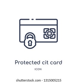 protected cit card icon from security outline collection. Thin line protected cit card icon isolated on white background.