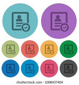 Protected contact darker flat icons on color round background