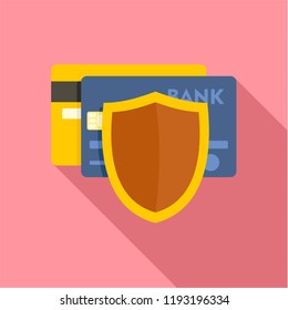 Protected credit card icon. Flat illustration of protected credit card vector icon for web design