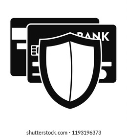 Protected credit card icon. Simple illustration of protected credit card vector icon for web design isolated on white background