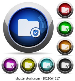 Protected directory icons in round glossy buttons with steel frames
