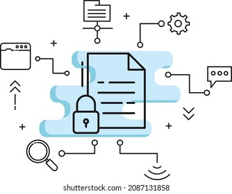 Protected Directory Sign,  Service Level Agreement Stock Illustration, Secure Document Storage Vector Icon Design, Cloud Computing And Web Hosting Services Symbol, File Folder Permission Cocnept, 