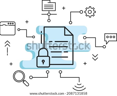 Protected Directory Sign,  Service level agreement stock illustration, Secure Document Storage Vector Icon Design, Cloud computing and Web hosting services Symbol, File Folder Permission Cocnept, 