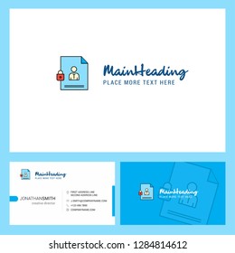 Protected document Logo design with Tagline & Front and Back Busienss Card Template. Vector Creative Design