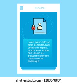 Protected document mobile vertical banner design design. Vector