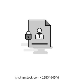 Protected document Web Icon. Flat Line Filled Gray Icon Vector