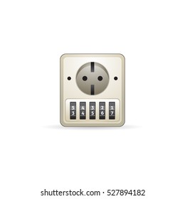 Protected electric outlet icon in color.