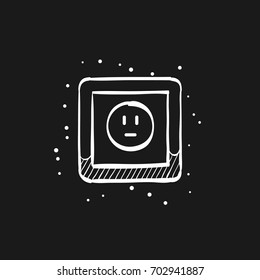 Protected electric outlet icon in doodle sketch lines.
