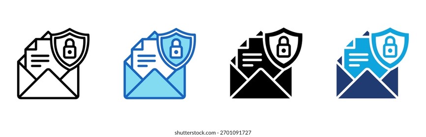 Protected Email icon Multi Style Vector Illustration