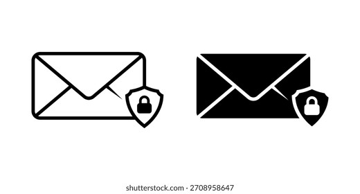 Conjunto de ícones de e-mail protegido. ilustração de um ícone de e-mail seguro, com um envelope com um escudo e um cadeado, representando comunicação segura. ilustração vetorial em fundo branco
