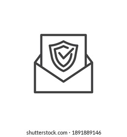 Protected email line icon. linear style sign for mobile concept and web design. Email security outline vector icon. Symbol, logo illustration. Vector graphics