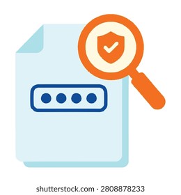 Protected file with login credentials and security check symbol under inspection