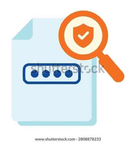 Protected file with login credentials and security check symbol under inspection