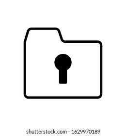 Protected folder outline icon. Symbol, logo illustration for mobile concept and web design.