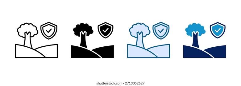 Conjunto de iconos de área forestal protegida Colección de estilo múltiple