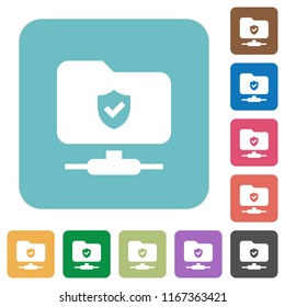 Protected FTP white flat icons on color rounded square backgrounds
