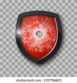 Protected guard bullet hole sticker shield concept. Safety badge protection icon