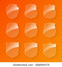 Protected guard shield concept. Safety badge, protection icon. Privacy colorful banner shield. Security label. Defense tag. Presentation shining sticker shield. Defense safeguard sign. Vector badge