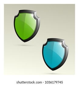 Protected guard shield concept. Safety badge color icon. Privacy colorful banner shield . Security bright label. Defense tag. Presentation shining sticker shape. Vector defense safeguard shield sign