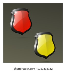 Protected guard shield concept. Safety badge color icon. Privacy colorful banner shield . Security bright label. Defense tag. Presentation shining sticker shape. Vector defense safeguard shield sign