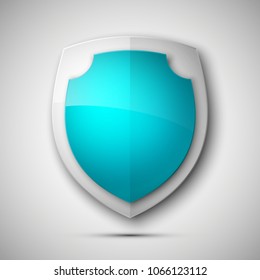 Protected guard shield concept. Safety badge color icon. Privacy colorful banner shield. Security bright label. Defense tag. Presentation shining sticker shape. Vector defense safeguard shield sign