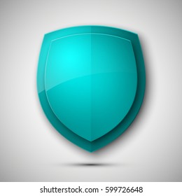 Protected guard shield concept. Safety badge color icon. Privacy colorful banner. Security bright label. Defense tag. Presentation shining sticker shape. Defense safeguard sign. Vector illustration