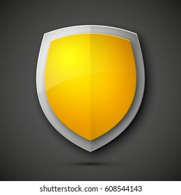 Protected guard shield concept. Safety badge color icon. Privacy colorful banner. Security bright label. Defense tag. Presentation shining sticker shape. Defense safeguard sign. Vector illustration