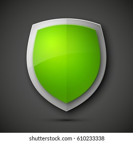Protected guard shield concept. Safety badge color icon. Privacy colorful banner. Security bright label. Defense tag. Presentation shining sticker shape. Defense safeguard sign. Vector illustration
