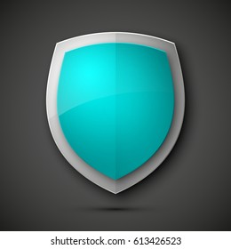 Protected guard shield concept. Safety badge color icon. Privacy colorful banner. Security bright label. Defense tag. Presentation shining sticker shape. Defense safeguard sign. Vector illustration