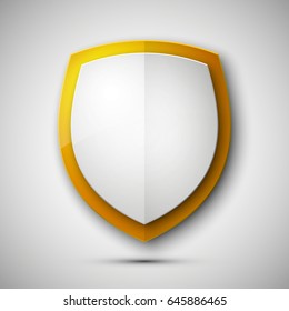 Protected guard shield concept. Safety badge color icon. Privacy colorful banner shield. Security label. Defense tag. Presentation shining sticker shield. Defense safeguard sign. Vector illustration