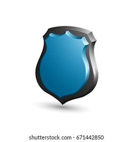Protected guard shield concept. Safety badge color icon. Privacy colorful banner shield. Security label. Defense tag. Presentation shining sticker shield. Defense safeguard sign. Vector illustration