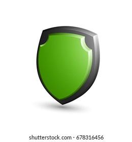 Protected guard shield concept. Safety badge color icon. Privacy colorful banner shield. Security label. Defense tag. Presentation shining sticker shield. Defense safeguard sign. Vector illustration