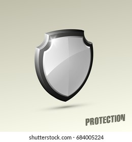 Protected guard shield concept. Safety badge, protection icon. Privacy colorful banner shield. Security label. Defense tag. Presentation shining sticker shield. Defense safeguard sign. Vector badge