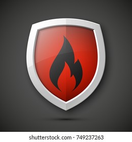 Protected guard shield concept. Safety badge, protection icon. Privacy colorful banner shield. Security label. Defense tag. Presentation shining sticker shield. Defense safeguard sign. Vector badge