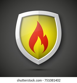 Protected guard shield concept. Safety badge, protection icon. Privacy colorful banner shield. Security label. Defense tag. Presentation shining sticker shield. Defense safeguard sign. Vector badge