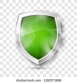 Protected guard shield concept in smoke. Safety badge smoke icon. Privacy banner shield. Security color label. Defense tag. Presentation shining sticker shape. Vector defense safeguard shield in smoke