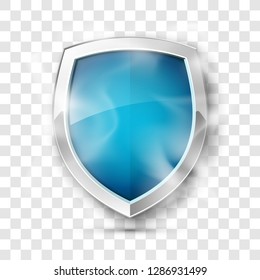 Protected guard shield concept in smoke. Safety badge smoke icon. Privacy banner shield. Security color label. Defense tag. Presentation shining sticker shape. Vector defense safeguard shield in smoke