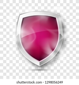 Protected guard shield concept in smoke. Safety badge smoke icon. Privacy banner shield. Security color label. Defense tag. Presentation shining sticker shape. Vector defense safeguard shield in smoke