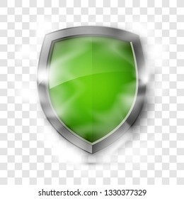 Protected guard shield concept in smoke. Safety badge smoke icon. Privacy banner shield. Security color label. Defense tag. Presentation shining sticker shape. Vector defense safeguard shield in smoke