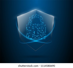 Protected Guard Shield Security Concept Security Cyber Digital Abstract Technology Background Protect System Innovation Concept Vector Illustration