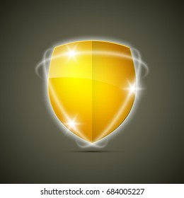 Protected guard shield shine around concept. Safety badge protection icon. Privacy & sparks banner shield. Security label. Defense tag. Presentation shining sticker shield. Defense safeguard sign icon