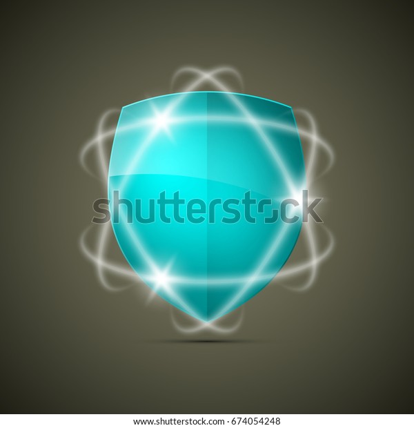 Protected Guard Shield Shine Around Concept Stock Vector Royalty