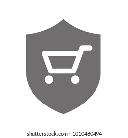 Protected guard shield and supermarket trolley icon