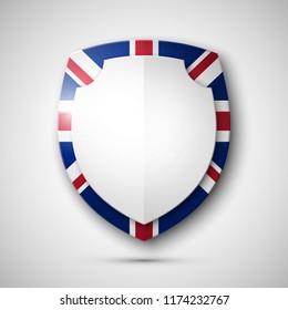 Protected guard shield United Kingdom. Safety badge Great Britain icon. Privacy Britain banner shield . Security G.B. defense label. Presentation kingdom sticker shape. Defense safeguard shield sign